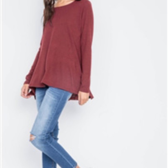 Very J Tops - !!! One Left!!! Very J WineLoose Fit Soft Knit Top